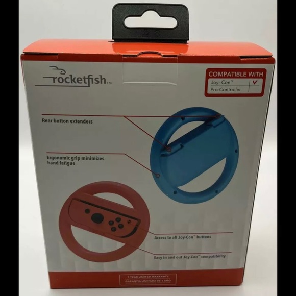 Rocketfish Joy Con Racing Steering Wheel 2 Pk. for Nintendo Switch Red/Blue - Picture 3 of 4